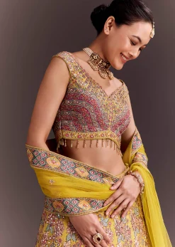 Yellow Embroidered Lehenga Set
