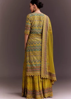 Yellow Embroidered Palazzo Suit