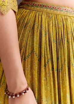 Yellow Embroidered Palazzo Suit