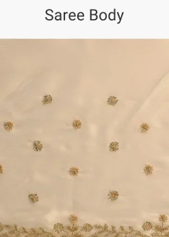 Yellow Embroidered Tissue Saree With Unstitched Blouse