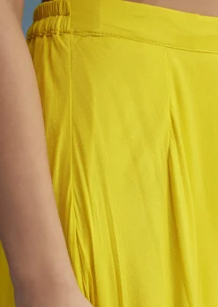 Yellow Georgette Crepe Palazzo Set With Ombre Sleeves