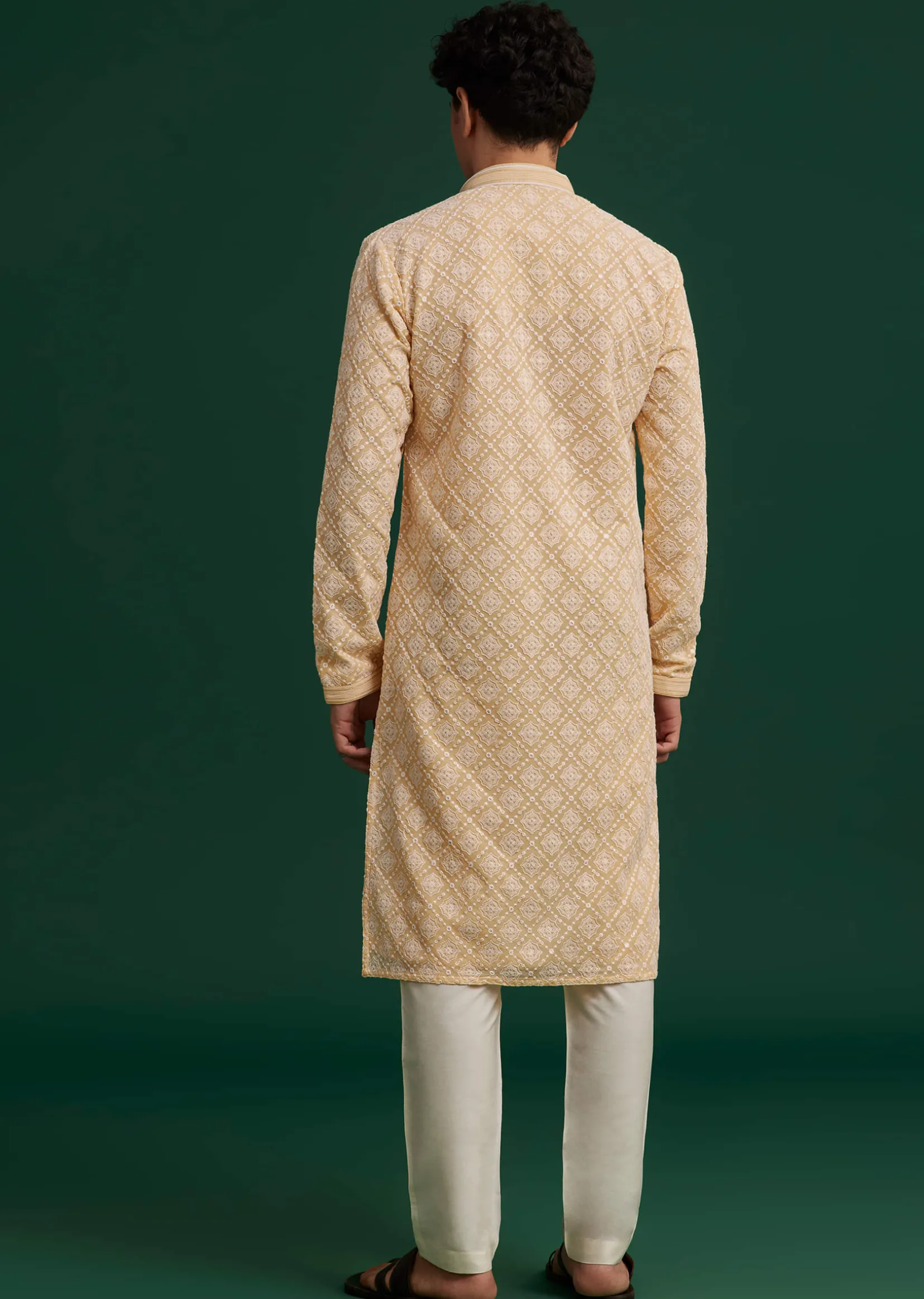Yellow Georgette Embroidered Kurta Set