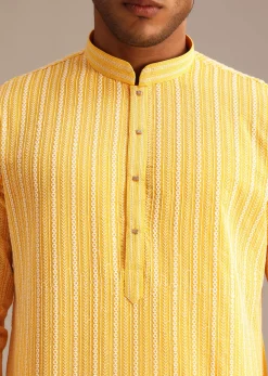 Yellow Georgette Kurta Set With Resham Work