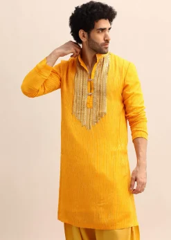 Yellow Gold Coin Work Kurta And Patiala Salwar Set