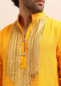 Yellow Gold Coin Work Kurta And Patiala Salwar Set