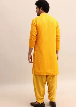 Yellow Gold Coin Work Kurta And Patiala Salwar Set