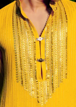 Yellow Gold Coin Work Kurta And Patiala Salwar Set