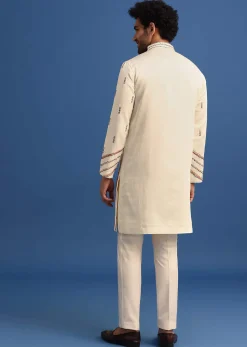 Yellow Hand Worked Kurta Set With Printed Dupatta