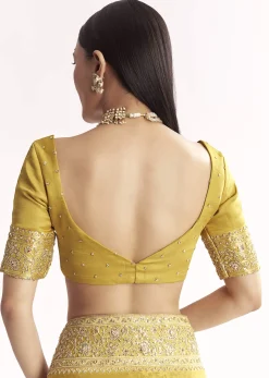 Yellow Jacquard Silk Saree With Woven Brocade Zari Work