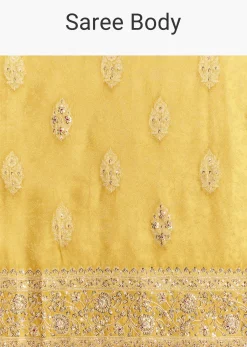 Yellow Jacquard Silk Saree With Woven Brocade Zari Work
