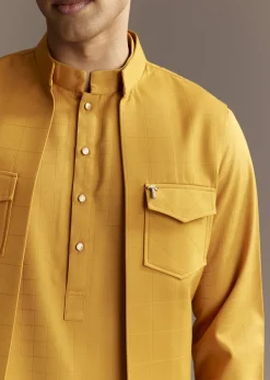 Yellow Kurta Jacket Set With Palazzo Pants