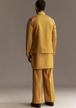Yellow Kurta Jacket Set With Palazzo Pants