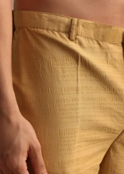 Yellow Kurta Set With Thread And Mirror Embroidered Jacket