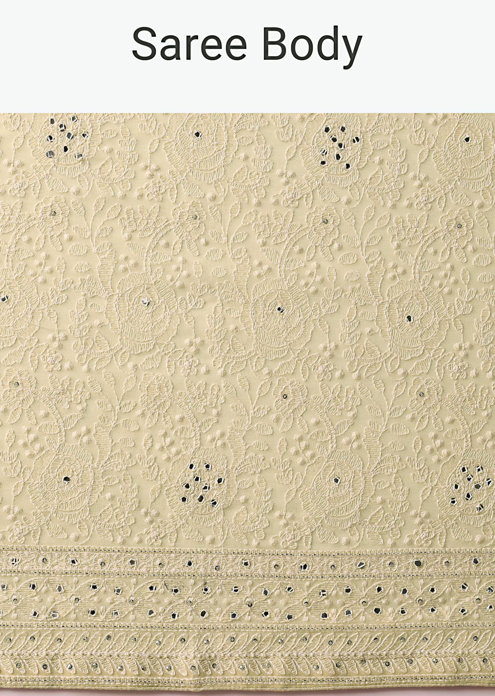 Yellow Lucknowi Chikankari Sequin Saree With Unstitched Blouse Piece