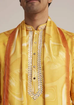 Yellow Marble Printed Kurta Set