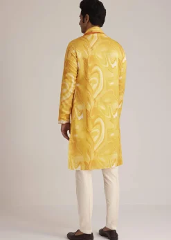 Yellow Marble Printed Kurta Set