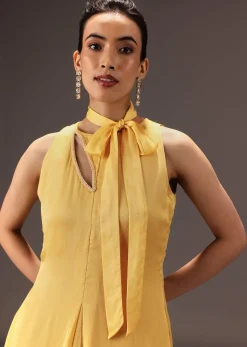 Yellow Ombre Halter Neck Kurta And Palazzo Set