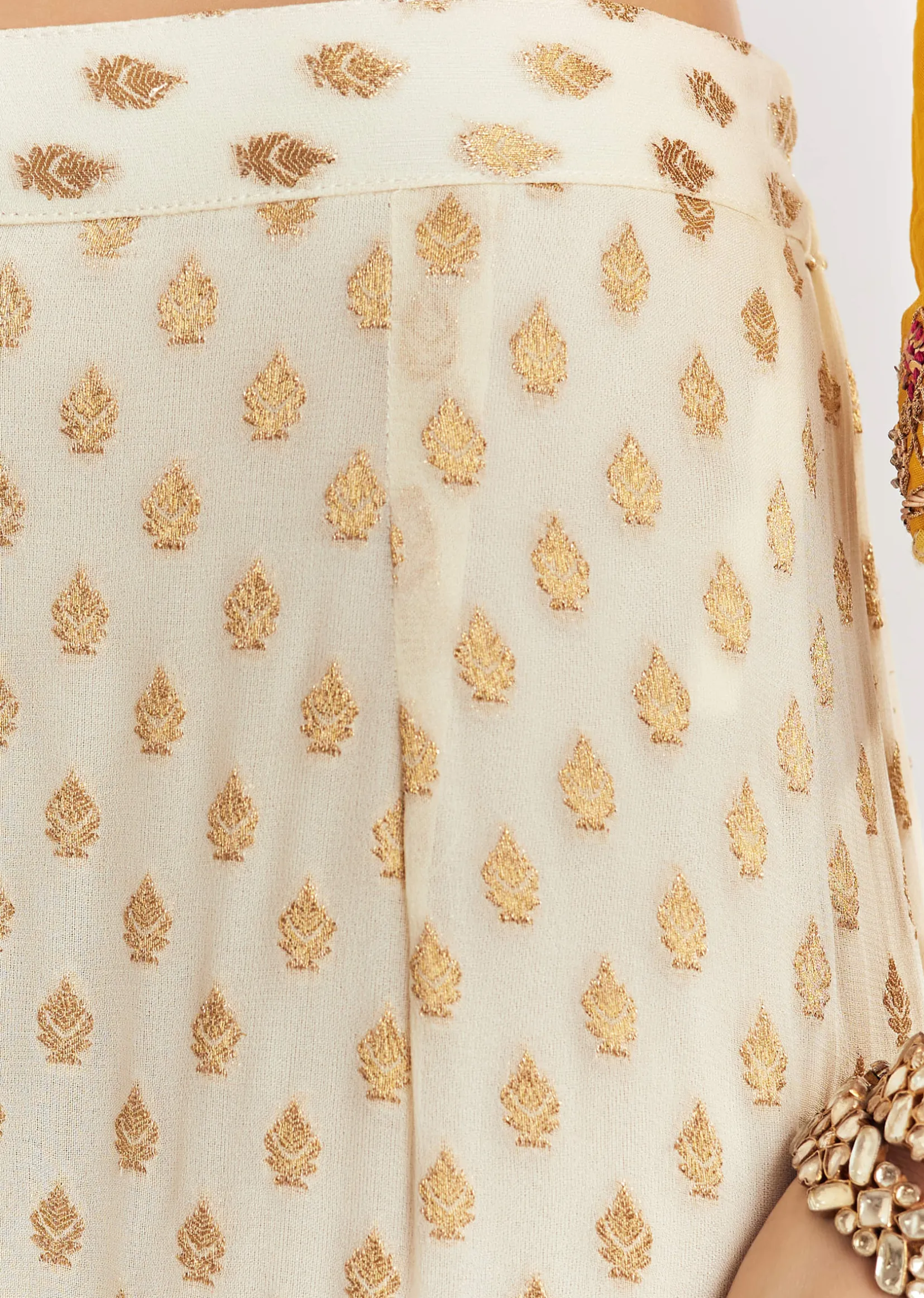 Yellow Ombre Kurta Palazzo Suit With Zardosi And Sequins Work