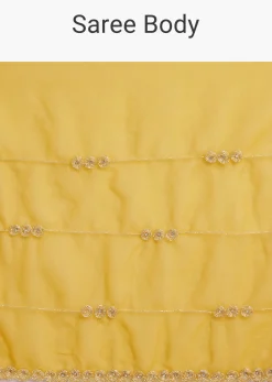 Yellow Organza Saree With Cutdana Embroidery