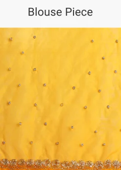 Yellow Organza Saree With Cutdana Embroidery