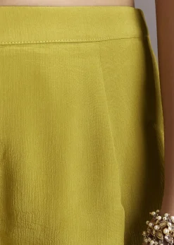 Yellow Paisley Print Sharara Set With Zari Embroidery