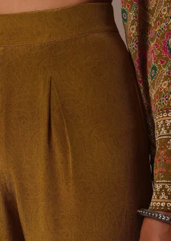 Yellow Printed Chiffon Sharara Set With Stone Work Kurta