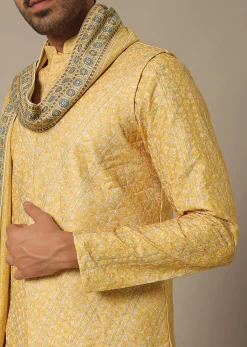 Yellow Printed Cotton Jacket Set