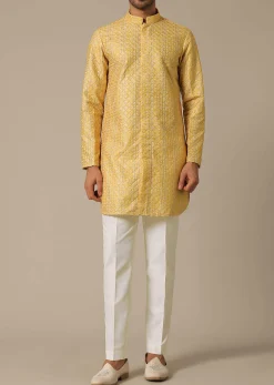 Yellow Printed Cotton Jacket Set