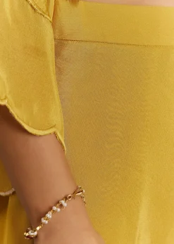 Yellow Resham Embroidered Kurta Dhoti Set With Draped Dupatta And Belt