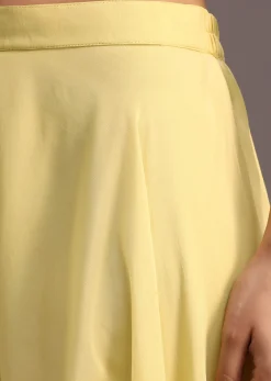 Yellow Resham Work Jacket And Croptop Palazzo Set