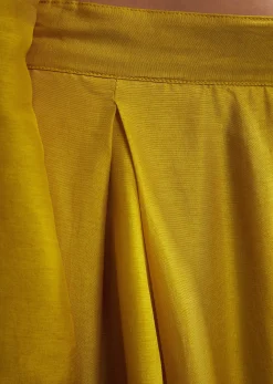 Yellow Russian Silk Palazzo Suit With Cut Dana And Sequins Work