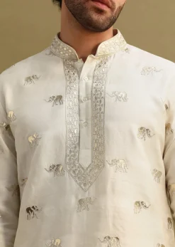 Yellow Shaded Gold Foil Applique Motifs Work Kurta