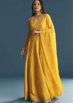 Yellow Silk Lehenga Choli With Zari And Sequins Work
