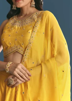 Yellow Silk Lehenga Choli With Zari And Sequins Work