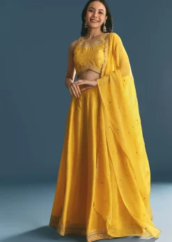 Yellow Silk Lehenga Choli With Zari And Sequins Work