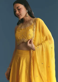 Yellow Silk Lehenga Choli With Zari And Sequins Work