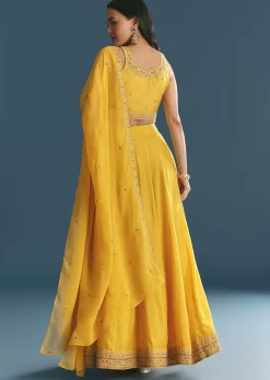 Yellow Silk Lehenga Choli With Zari And Sequins Work