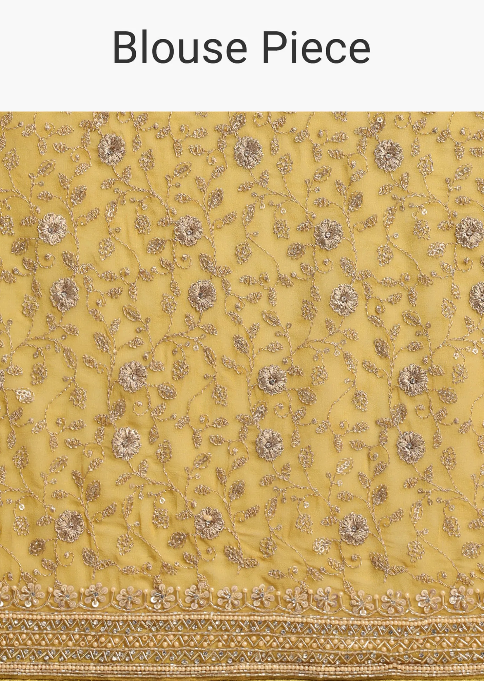 Yellow Tissue Organza Saree With Embroidered Border And Unstitched Blouse
