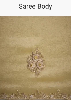 Yellow Tissue Saree With Floral Embroidery