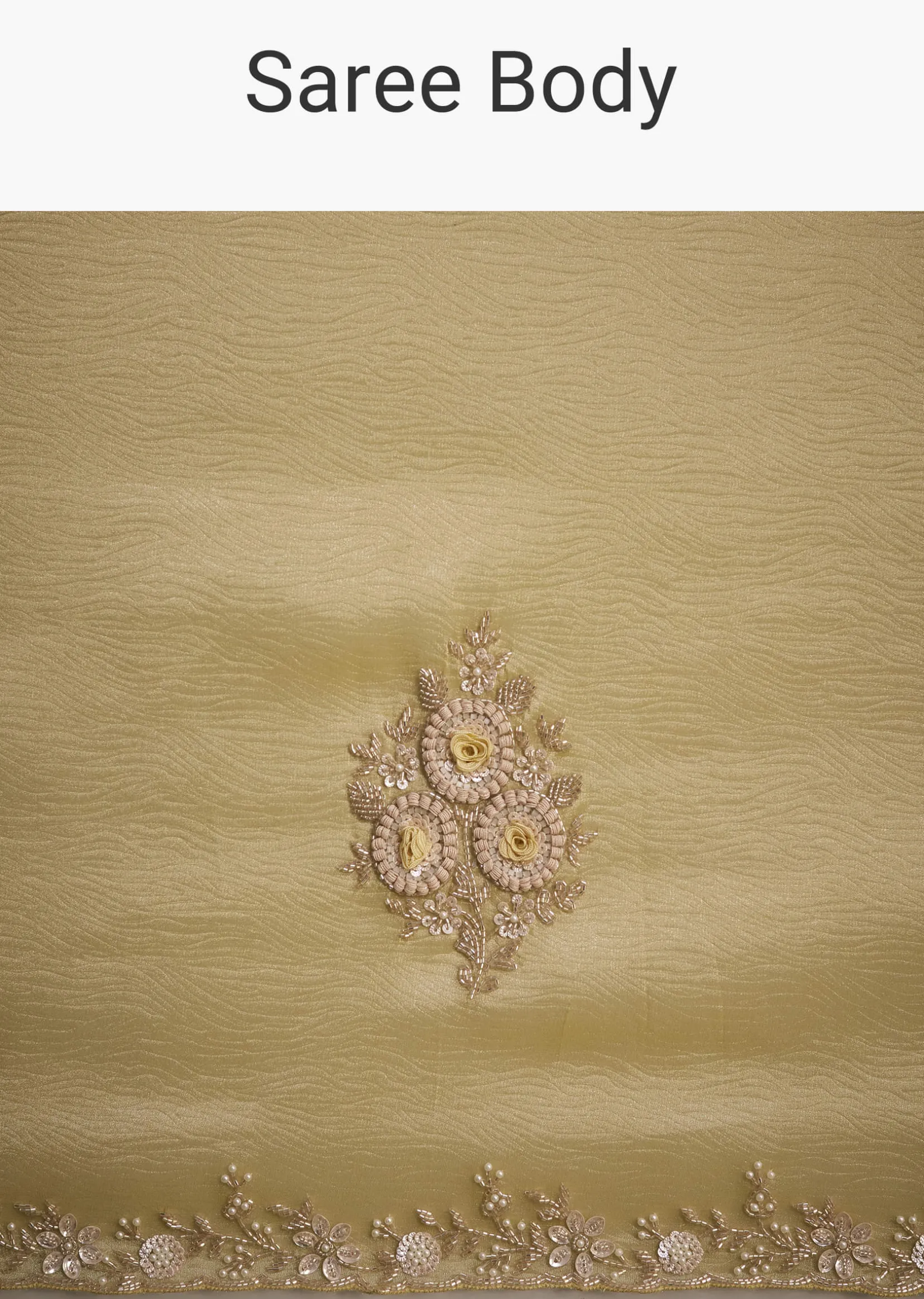 Yellow Tissue Saree With Floral Embroidery